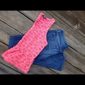 NWOT, Pink Express lace cut out crop top